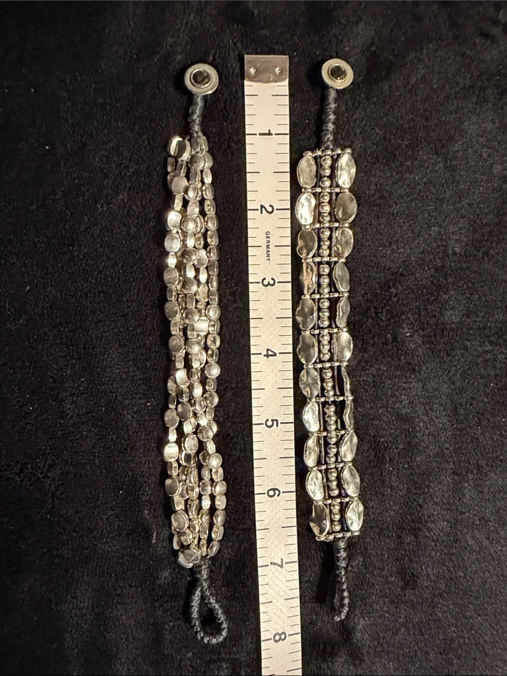 Chico’s Silver Tone Multi Strand Beaded Bracelets Set of 2